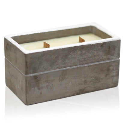 Concrete Wooden Wick Candle - Large Box - Clove & Dark Sandalwood - Coal Harbour