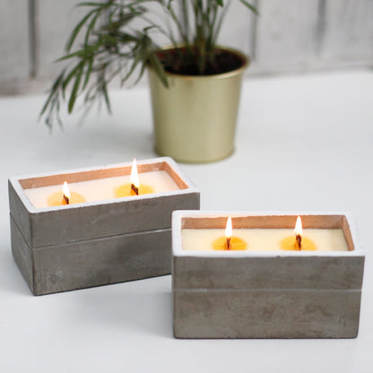 Concrete Wooden Wick Candle - Large Box - Clove & Dark Sandalwood - Coal Harbour