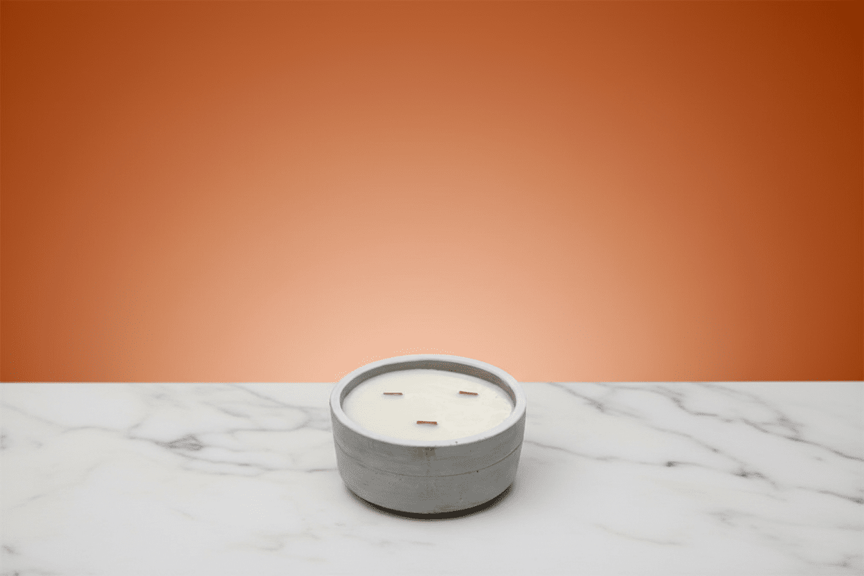 Concrete Wooden Wick Candle - Large Round Crushed Vanilla & Orange - Coal Harbour