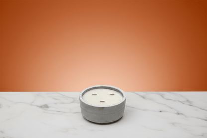 Concrete Wooden Wick Candle - Large Round Crushed Vanilla & Orange - Coal Harbour