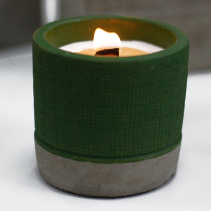 Concrete Wooden Wick Candle - Small Pot - Green - Sea Moss & Herbs - Coal Harbour