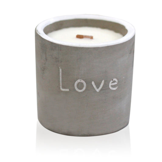 Concrete Wooden Wick Candle - Medium Pot - Love - Purple Fig & Cassis