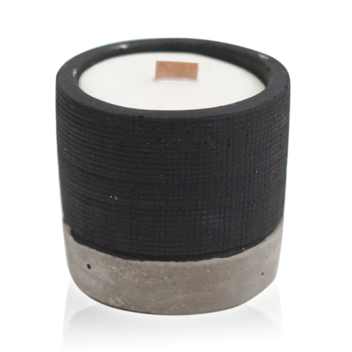 Concrete Wooden Wick Candle - Small Pot - Black - Brandy Butter