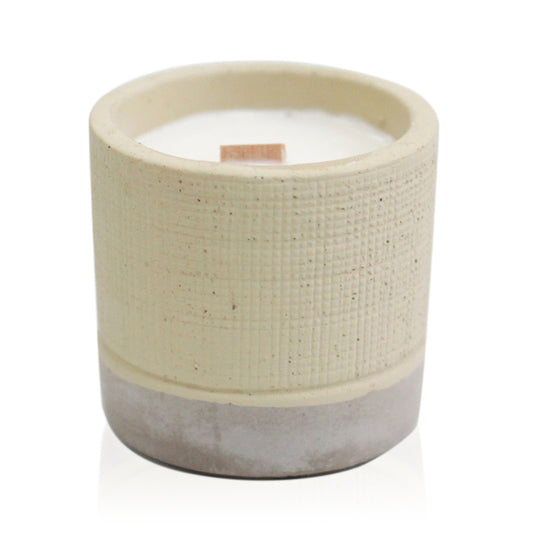 Concrete Wooden Wick Candle - Small Pot - Grey - Coffee in the Club