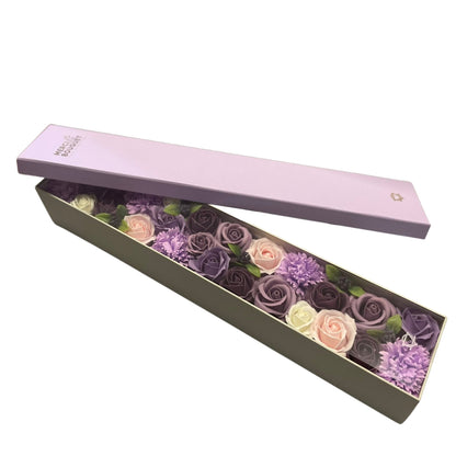 Extra Long Lavender Roses & Carnation Soap Flowers Gift Box - Coal Harbour
