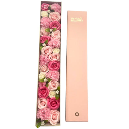 Extra Long Pink Roses & Carnations Soap Flowers Gift Box - Coal Harbour