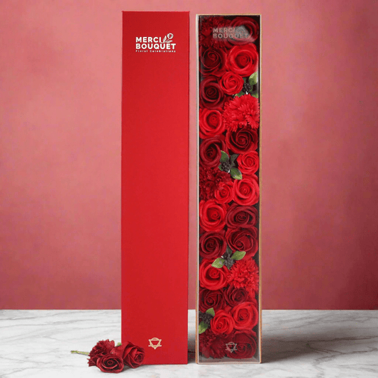 Extra Long Red Roses Soap Flowers Gift Box - Coal Harbour