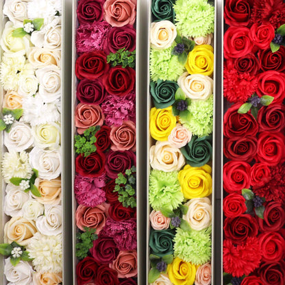 Extra Long White and Ivory Roses & Carnation Soap Flowers Gift Box - Coal Harbour