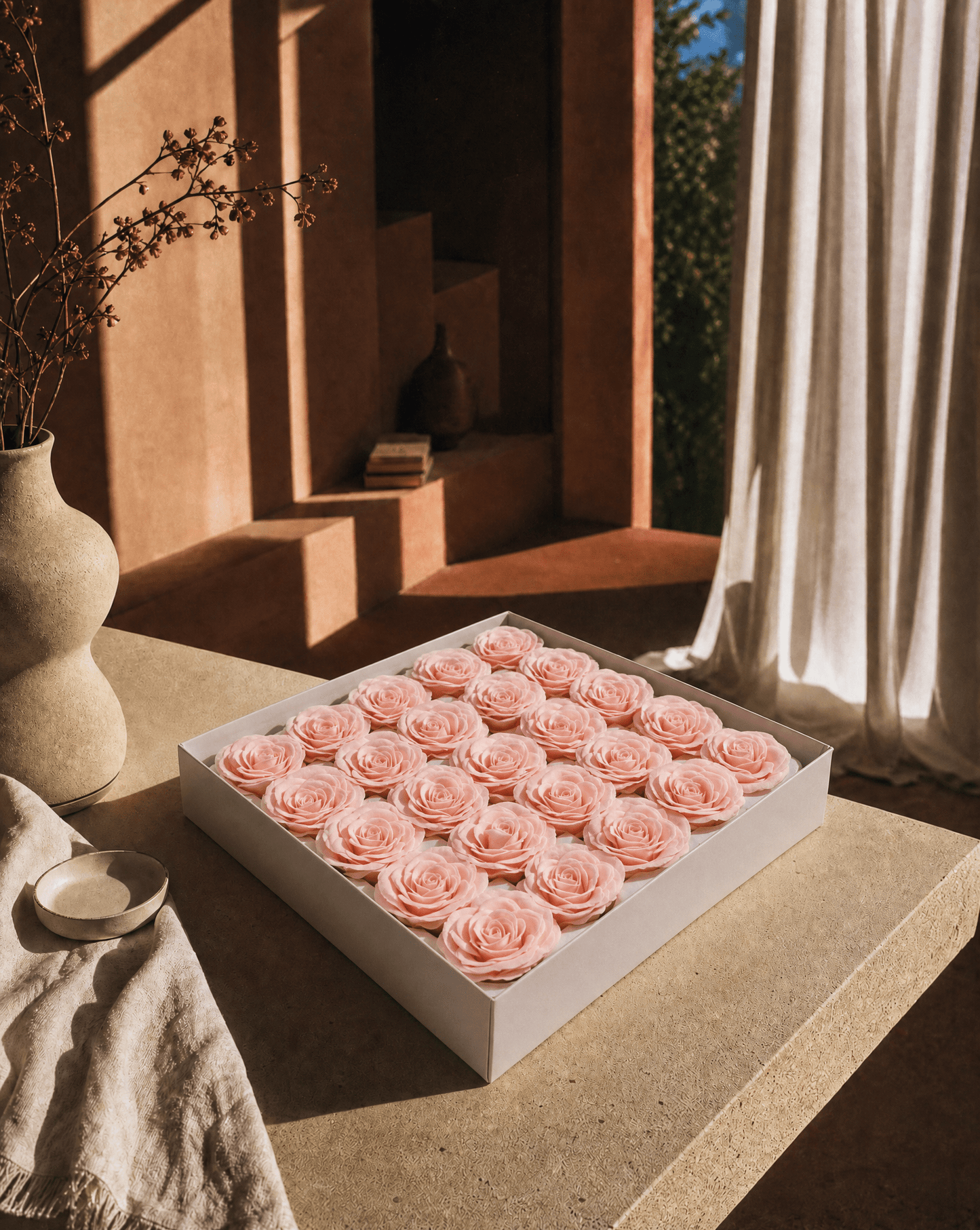 Gift Boxed Soap Flowers - 25 Edwardian Blush Roses - Coal Harbour