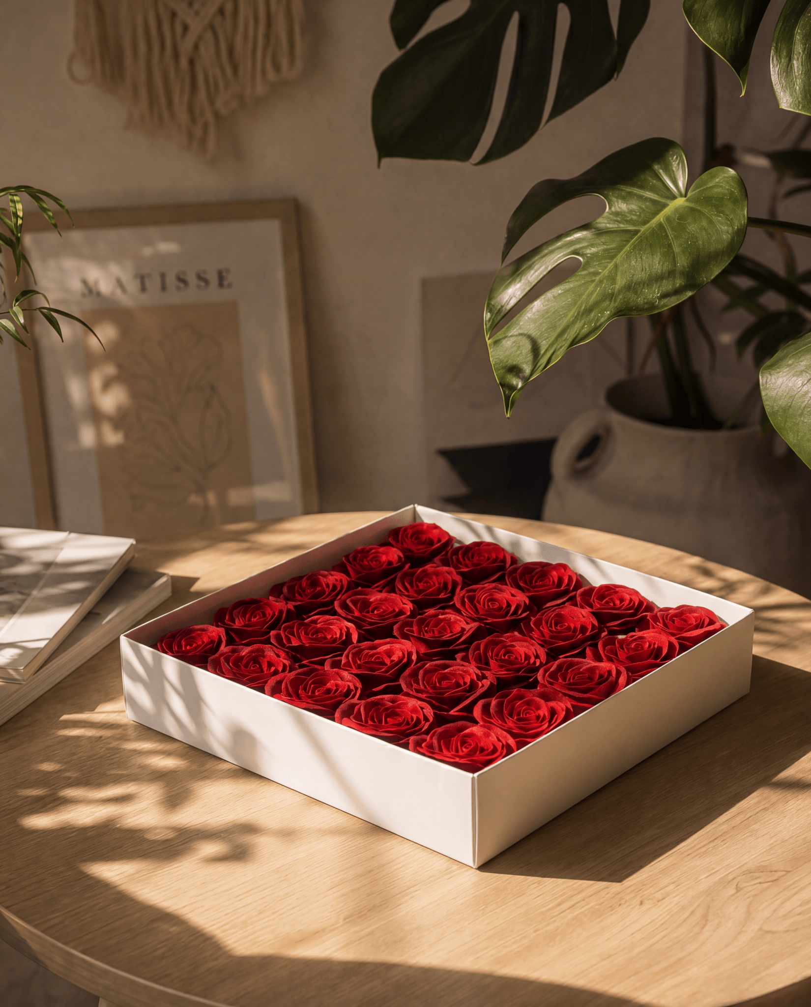 Gift Boxed Soap Flowers - 25 Midnight Scarlet Roses - Coal Harbour
