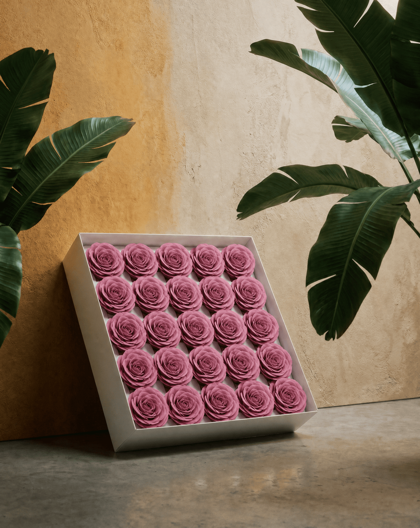 Gift Boxed Soap Flowers - 25 Operatic Mauve Roses - Coal Harbour