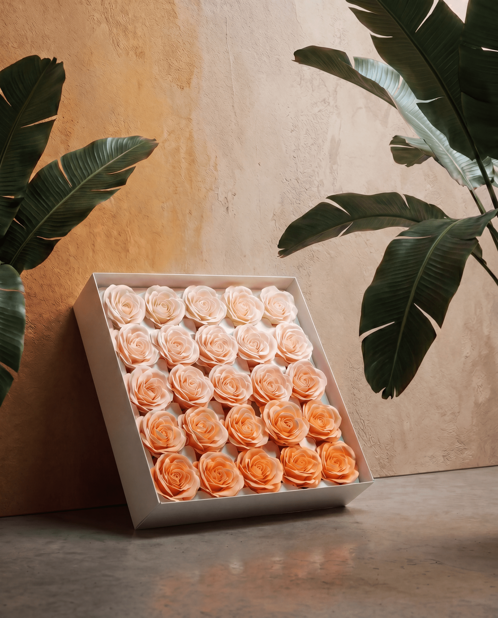 Gift Boxed Soap Flowers - 25 Peach Blush Roses - Coal Harbour