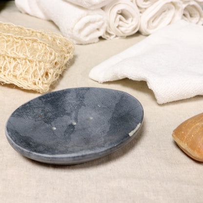 Grey Soapstone Soap Dish - Classic Oval - Coal Harbour