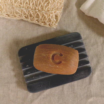 Grey Soapstone Soap Dish - Heavy Ridges - Coal Harbour