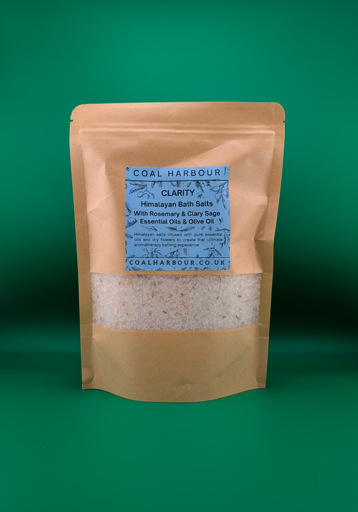 Himalayan Bath Salt Blend - Clarity with Rosemary & Clary Sage Essential Oils + Olive Oil - Coal Harbour