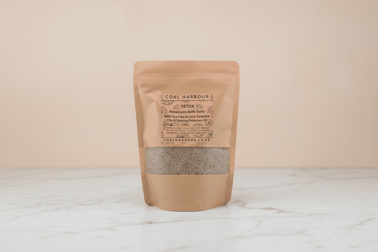 Himalayan Bath Salt Blend - Detox: Tea Tree & Lime Essential Oils + Evening Primrose Oil - Coal Harbour