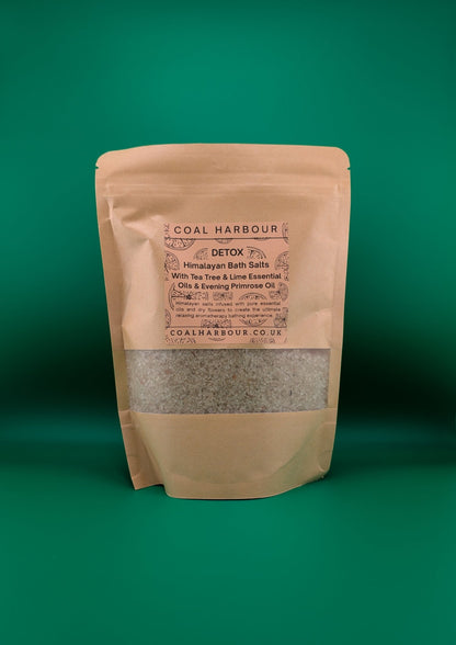 Himalayan Bath Salt Blend - Detox: Tea Tree & Lime Essential Oils + Evening Primrose Oil - Coal Harbour