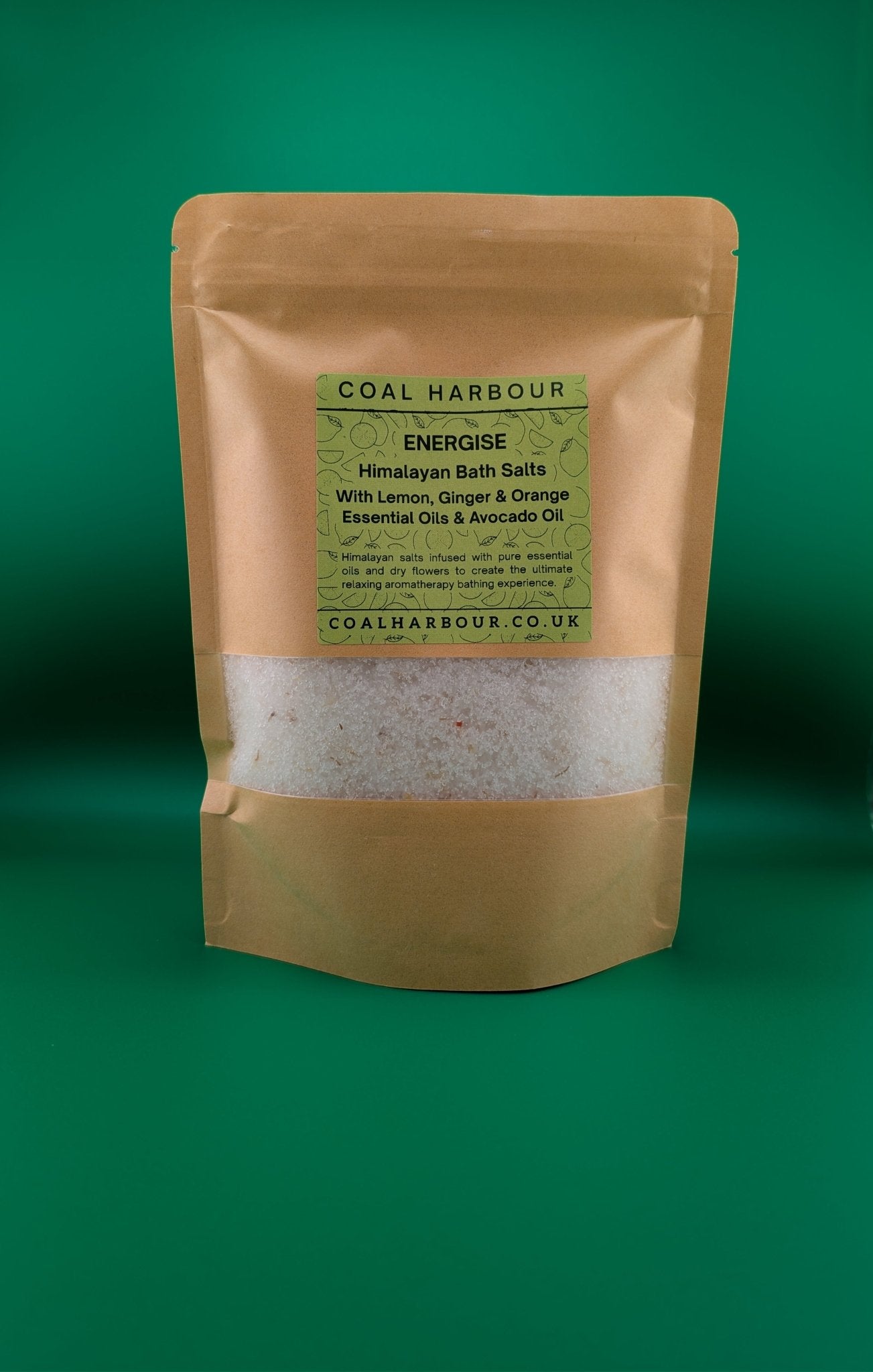 Himalayan Bath Salt Blend - Energise: Lemon, Ginger & Orange Essential Oils + Avocado Oil - Coal Harbour