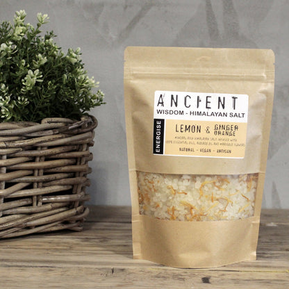 Himalayan Bath Salt Blend - Energise: Lemon, Ginger & Orange Essential Oils + Avocado Oil - Coal Harbour