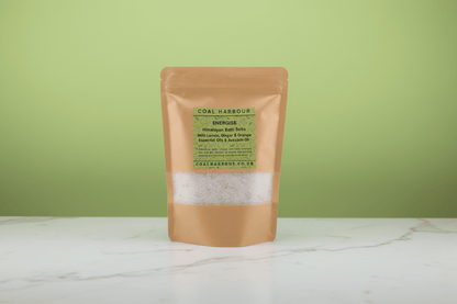 Himalayan Bath Salt Blend - Energise: Lemon, Ginger & Orange Essential Oils + Avocado Oil - Coal Harbour