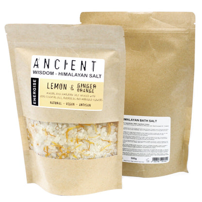 Himalayan Bath Salt Blend - Energise: Lemon, Ginger & Orange Essential Oils + Avocado Oil - Coal Harbour