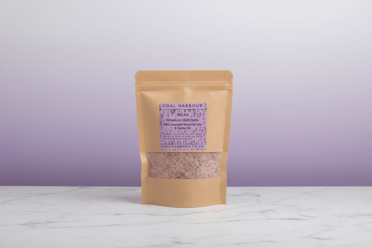 Himalayan Bath Salt Blend - Relax: Lavender Essential Oils + Jojoba Oil - Coal Harbour