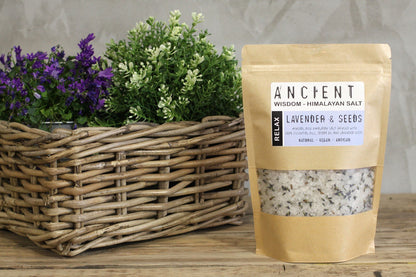 Himalayan Bath Salt Blend - Relax: Lavender Essential Oils + Jojoba Oil - Coal Harbour