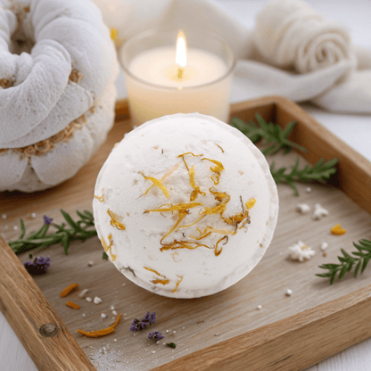 Himalayan Salt Bath Bomb - Energise with Lemon, Ginger, Orange & Avocado Oil - Coal Harbour