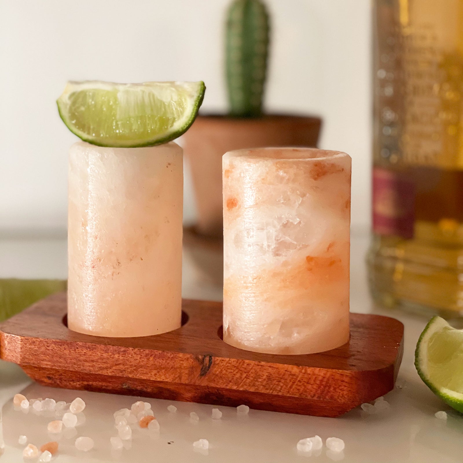 Himalayan Salt Shot Glasses & Wood Serving Tray - Coal Harbour