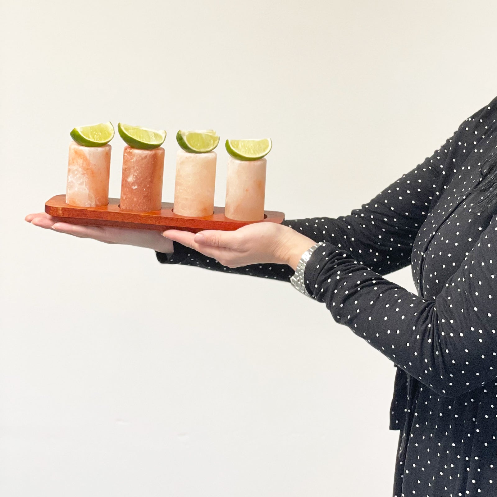 Himalayan Salt Shot Glasses & Wood Serving Tray - Coal Harbour