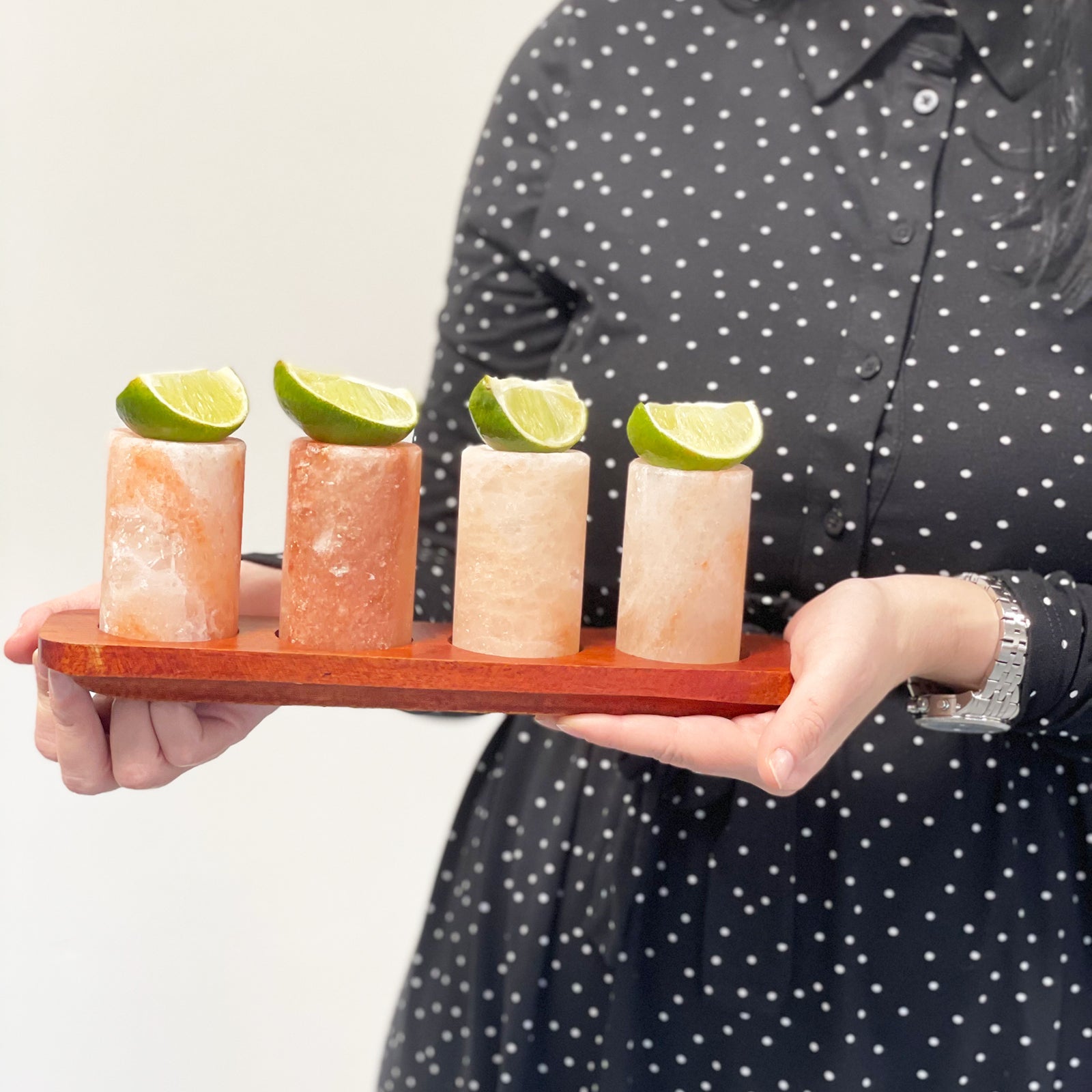 Himalayan Salt Shot Glasses & Wood Serving Tray - Coal Harbour