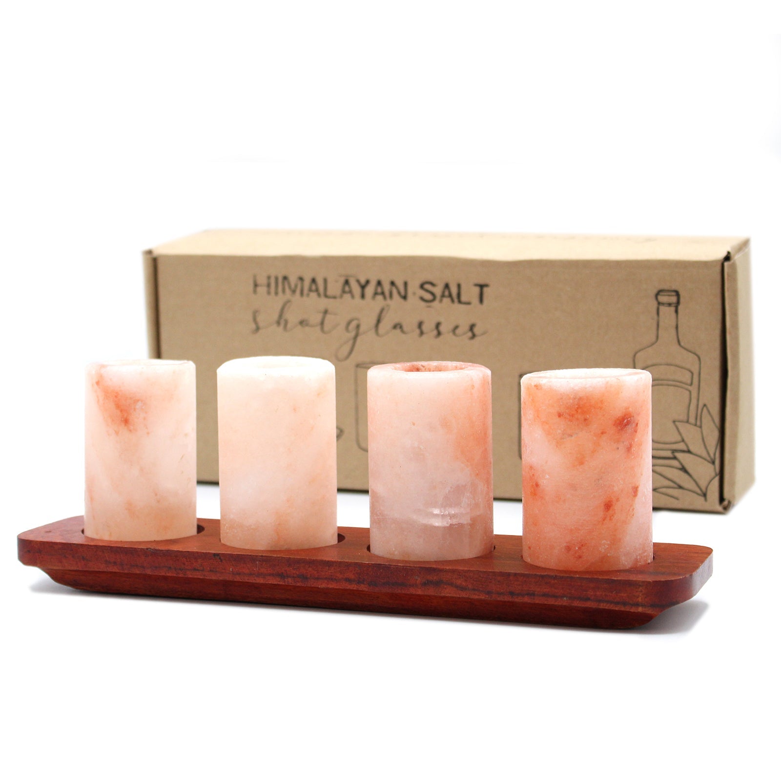 Himalayan Salt Shot Glasses & Wood Serving Tray - Coal Harbour