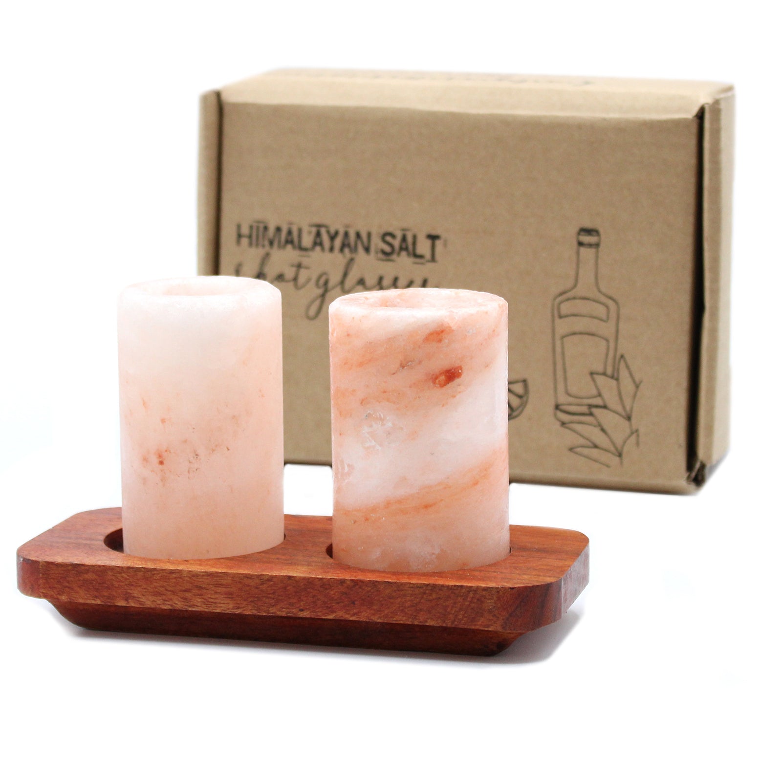 Himalayan Salt Shot Glasses & Wood Serving Tray - Coal Harbour