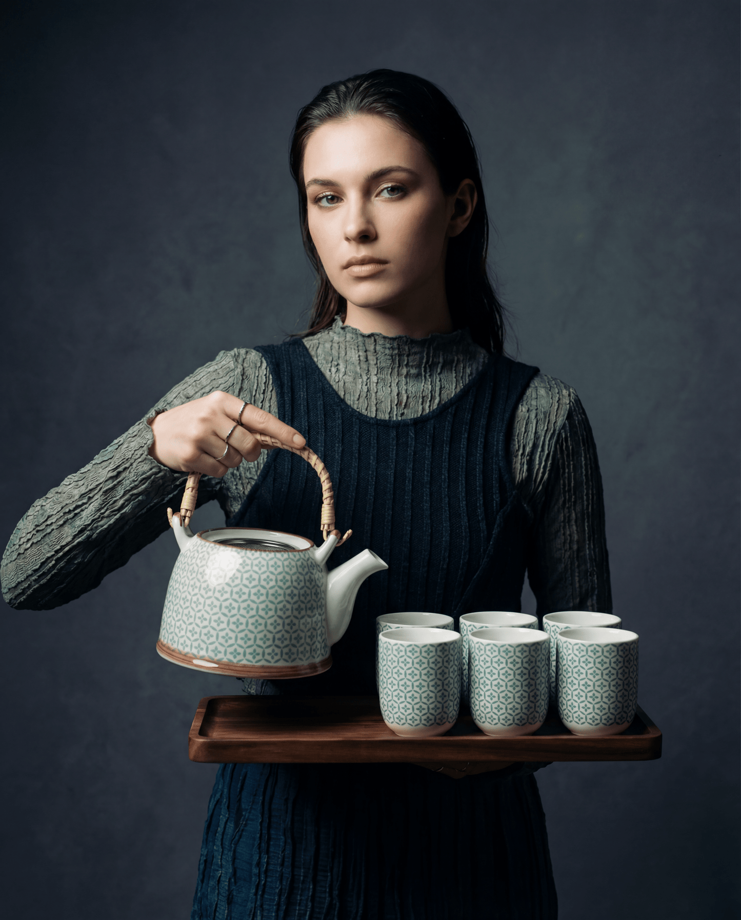 Large Herbal Teapot - Green Mosaic Design - Coal Harbour
