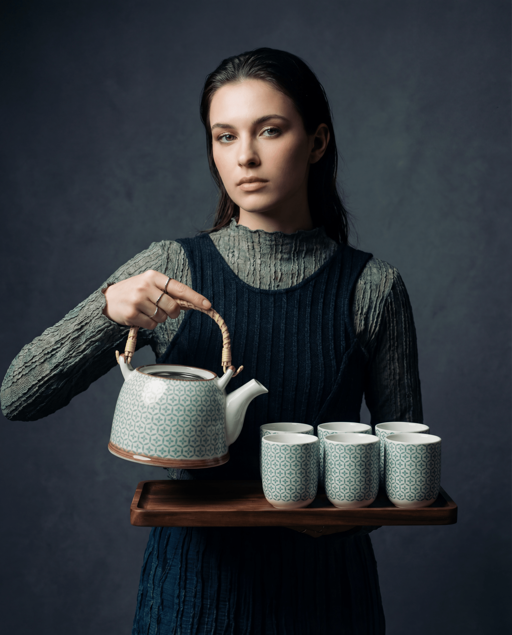 Large Herbal Teapot - Green Mosaic Design - Coal Harbour