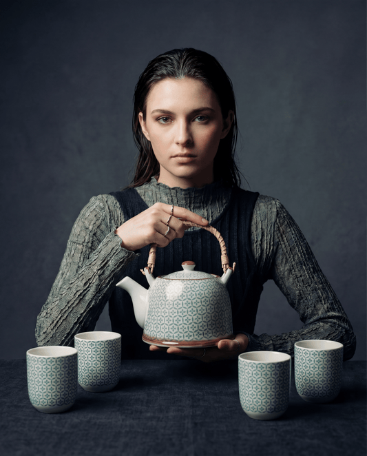 Large Herbal Teapot - Green Mosaic Design - Coal Harbour