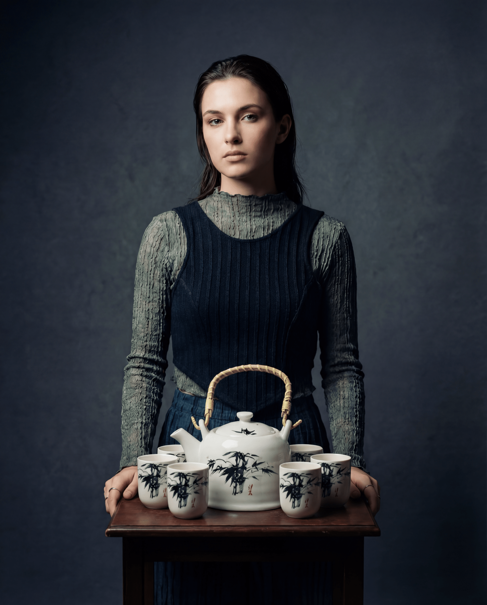 Large Herbal Teapot - White Stone Oriental Design - Coal Harbour