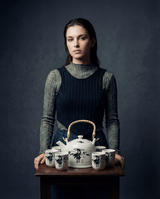 Large Herbal Teapot - White Stone Oriental Design - Coal Harbour