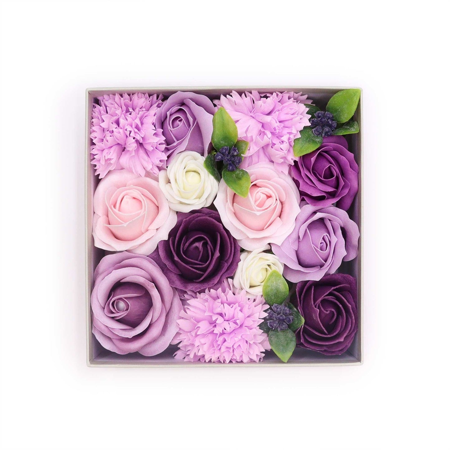 Lavender Rose & Carnation Soap Flowers Square Gift Box - Coal Harbour