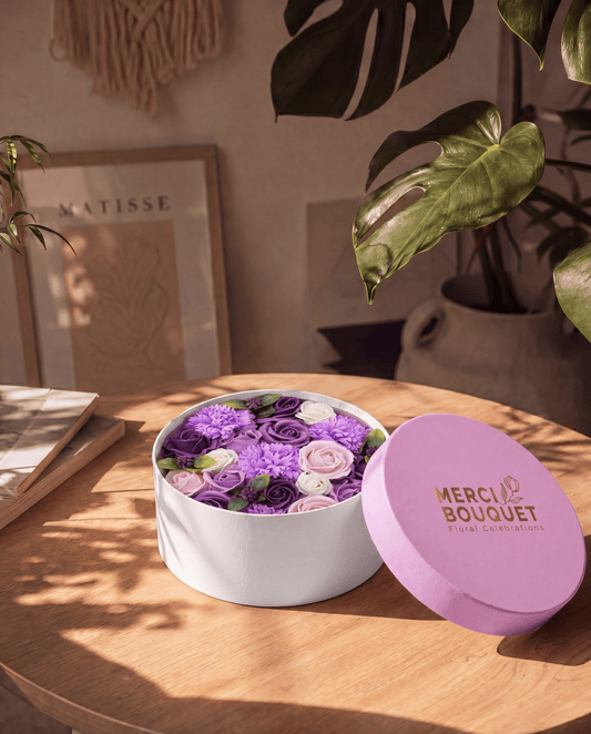 Lavender Roses & Carnation Soap Flowers Gift Box - Coal Harbour