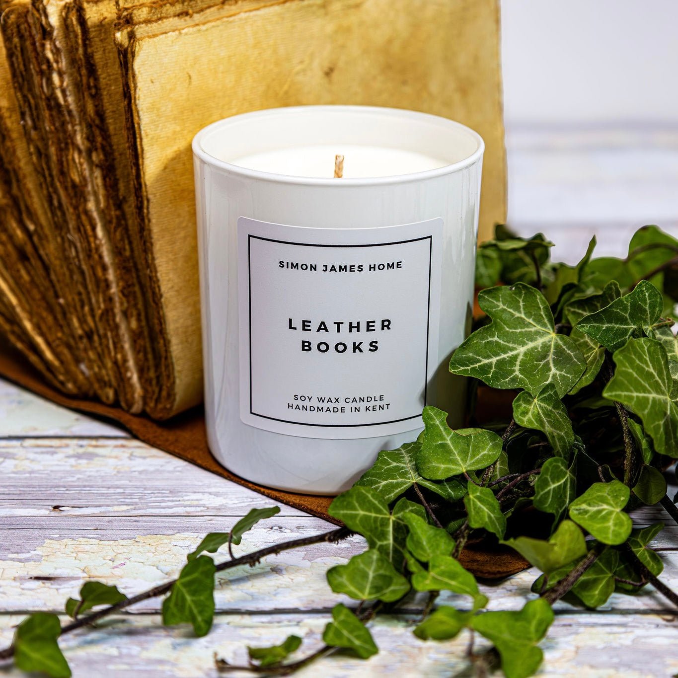 Leather Books Handmade Soy Wax Candle - Coal Harbour