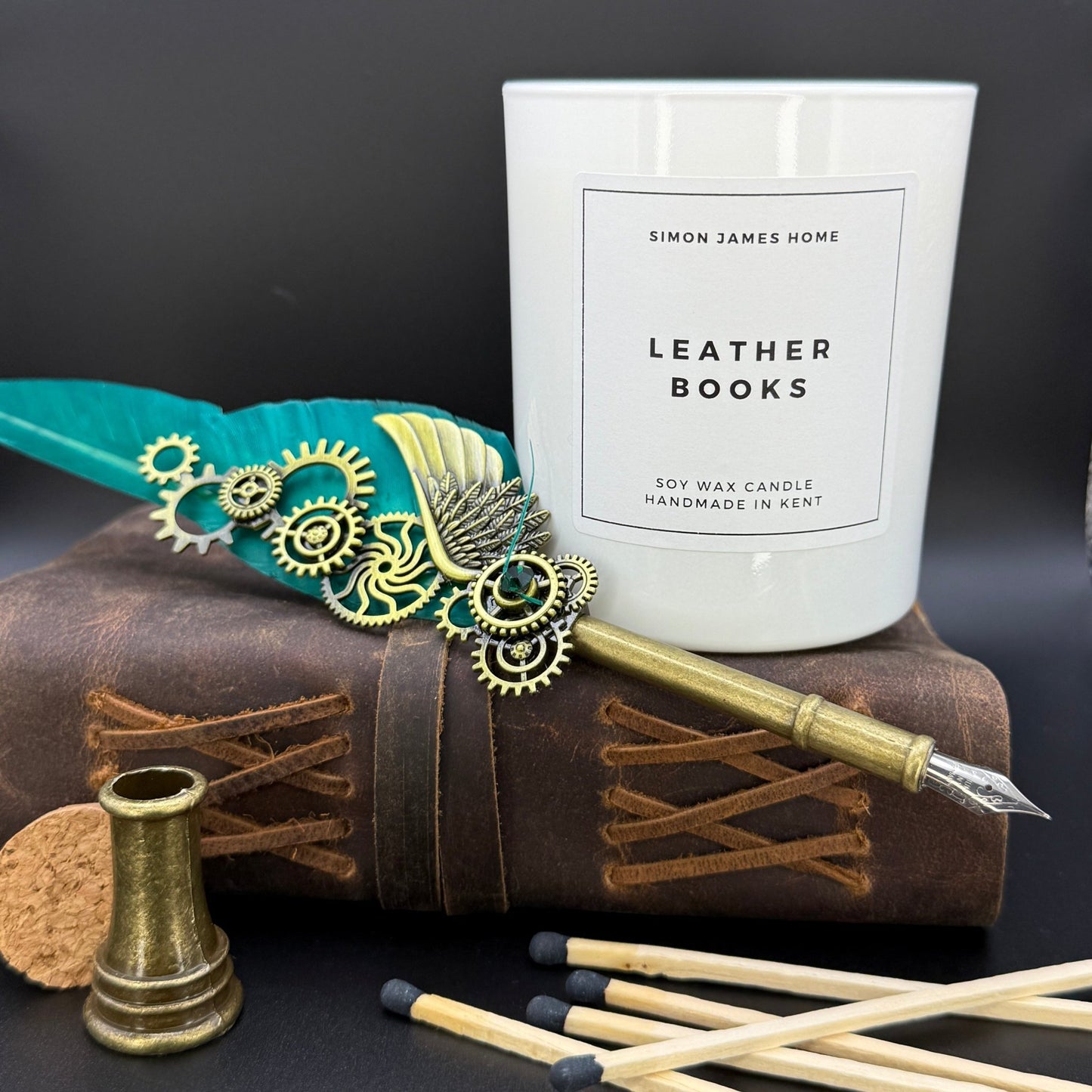 Leather Books Handmade Soy Wax Candle - Coal Harbour