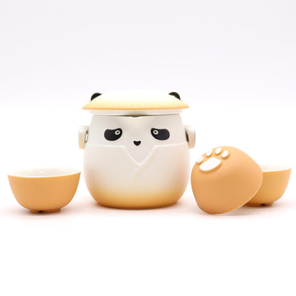 Panda Teapot Set & Three Cups - Orange - Coal Harbour
