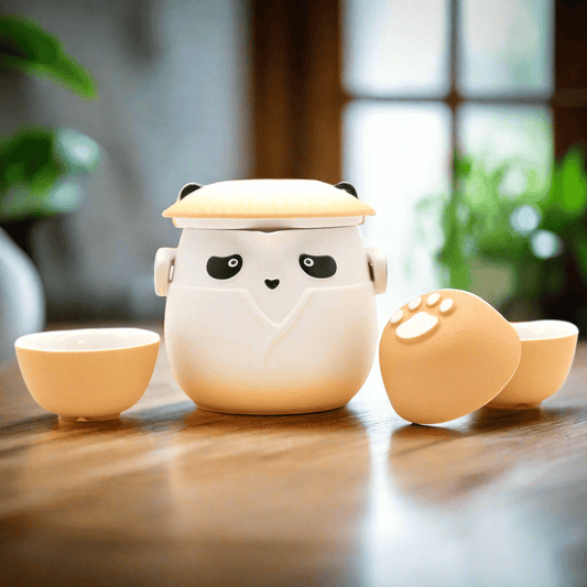 Panda Teapot Set & Three Cups - Orange - Coal Harbour