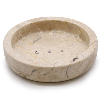 Round Honey Marble Flat Soap Dish - Coal Harbour