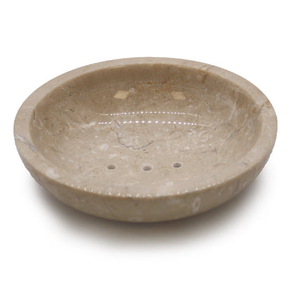Round Honey Marble Rounded Soap Dish - Coal Harbour