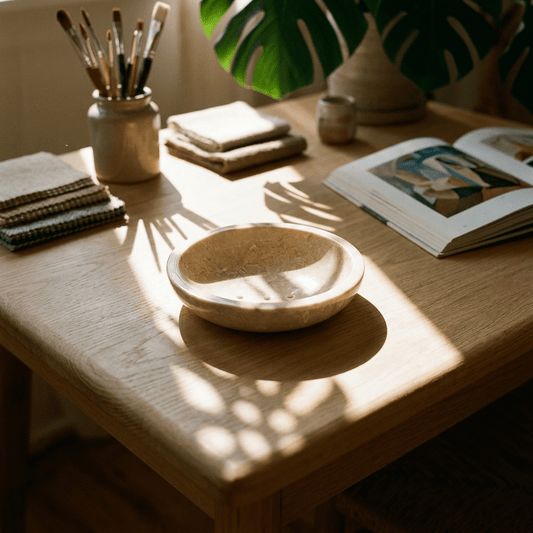 Round Honey Marble Rounded Soap Dish - Coal Harbour