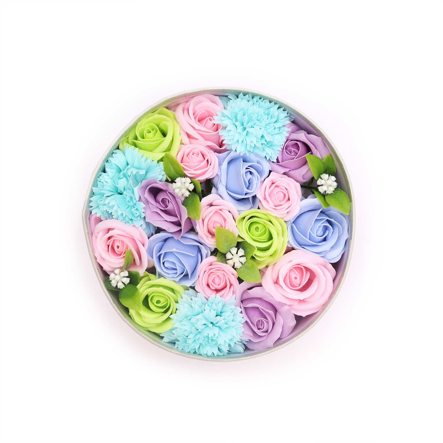 Baby Blue Roses & Carnation Soap Flowers Gift Box