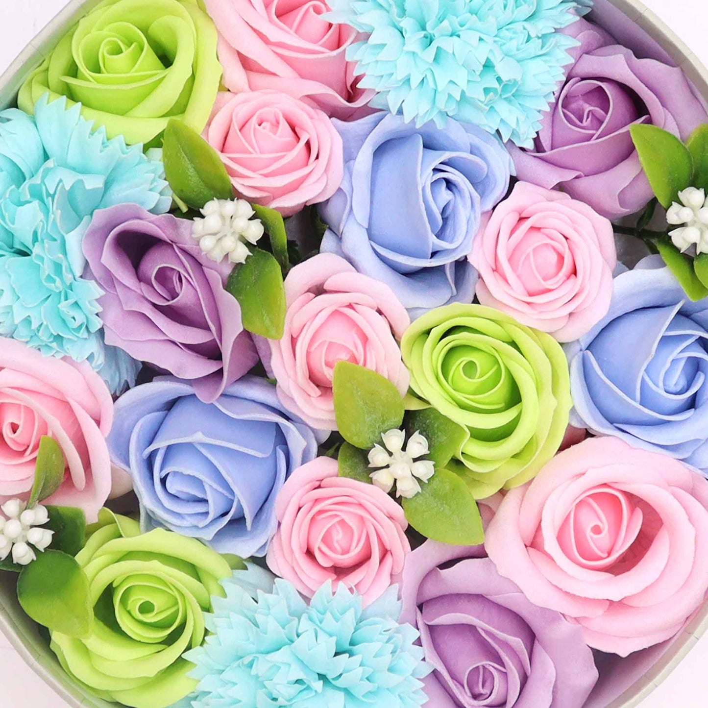 Baby Blue Roses & Carnation Soap Flowers Gift Box