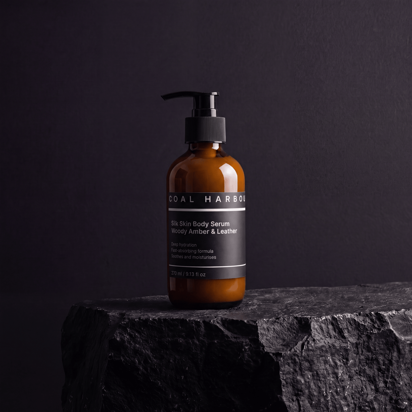 Silk Skin Body Serum - Woody Amber & Leather 270ml - Coal Harbour